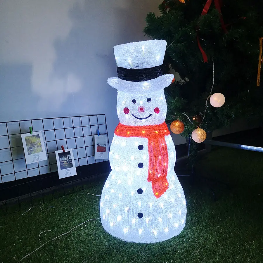 Lighting Decoration Led 72CM White Snowman Light 160L Christmas Outdoor Decoration Acrylic LED Light Waterproof IP44