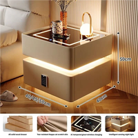 Table de chevet intelligente multifonctionnelle moderne, rechargeable sans fil, déverrouillage par empreinte digitale, design en bois écologique et durable, pour hôtel