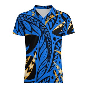 Polo vierge personnalisable avec logo, grande <span class=keywords><strong>taille</strong></span> homme, col rabattu, motif tribal polynésien, respirant - Product Image 3