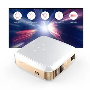 S-180 Smart Android 9 Mini Projetor DLP 2.4G/5G WiFi Bateria Recarregável 4K Home Theater 1080P Projetor 3D