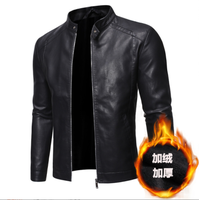 Blouson en similicuir homme noir, vêtement d'extérieur en cuir PU, épais, pour moto, 5XL
