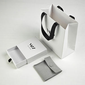 Individuelle Luxus-Schmuckverpackung für Kleinunternehmen, Samtbeutel und Papierschachteln, Papiertüten mit Karte für Schmucksets - Product Image 1