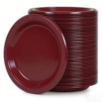 Vaisselle incassable, assiettes rondes en plastique PS de couleur unie pour les fêtes et les banquets