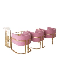 Led meubles manucure équipement de bureau de fantaisie tabouret lumière et ensemble de chaise pour triple salon de beauté table à ongles