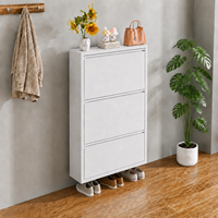 ASSOC Meuble à chaussures ultra-plat en acier de qualité 155 mm avec 3/4 tiroirs basculants à fermeture silencieuse – Organisateur d'entrée pour appartement
