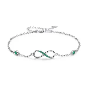 Cavigliere 2024 estate regali 925 argento senza fine simbolo d'amore bracciale alla caviglia regolabile Plus Size bracciale grande