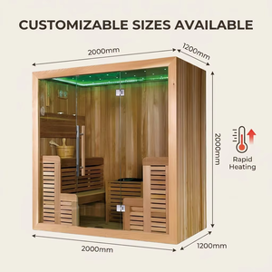 Sauna Ibrida Ploutara Contractor 2000mm in Abete Canadese, Infrarossi e Vapore Secco, Riscaldamento Rapido 185°<span class=keywords><strong>F</strong></span>, Certificata ETL CE FSC, Prefabbricata - Product Image 5