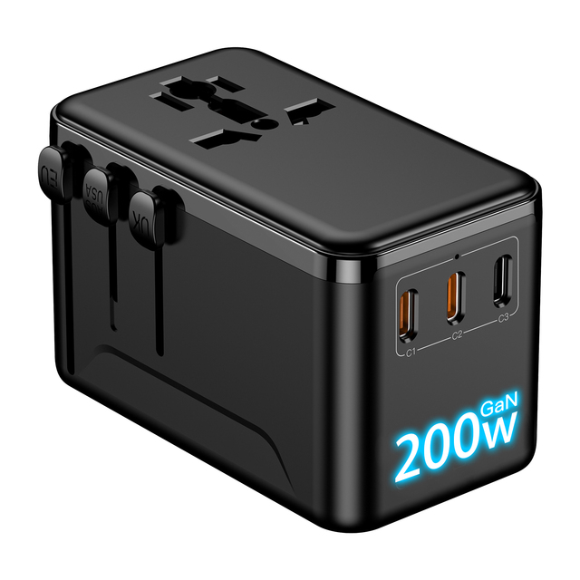 HL-A03-PD200W GAN Multi Plug Travel Adaptor World Plug International High Power International Universal Socket Travel Adapter