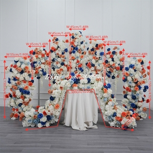 Fondo de flores artificiales de seda azul y naranja personalizado al por mayor, decoración de escenario para bodas y fiestas. - Product Image 3