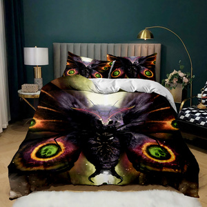 Ensemble de housse de <span class=keywords><strong>couette</strong></span> en microfibre <span class=keywords><strong>imprimée</strong></span> en 3D avec motif floral bohème vintage, <span class=keywords><strong>papillon</strong></span> et mite, réaliste et flexible - Product Image 3