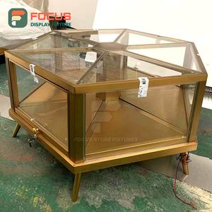 High Quality Wooden Jewellery Counter Modern Metal <b>Wall</b> Display Cabinet Luxury Custom Glass Jewelry Showcase for Shopping Mall - Product Image 1