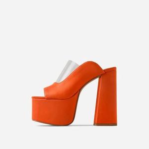 Moda Big Size estate nero bianco grosso tacco muli piattaforma per il tempo libero zeppe sandali scarpe per le donne pantofole - Product Image 6