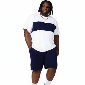 Ensemble deux pièces d'été décontracté pour hommes chemise à manches courtes et short en coton respirant doux confortable pour la plage - Product Image 1