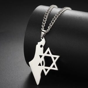 Joyería Judaica Personalizada, Collar <span class=keywords><strong>Personalizado</strong></span> de Acero Inoxidable, Ahuecado, Símbolo Judío, Estrella de David, <span class=keywords><strong>Mapa</strong></span> de Israel - Product Image 2