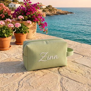 <span class=keywords><strong>Pochette</strong></span> de maquillage personnalisée avec monogramme, pour femmes, portable, organiseur de cosmétiques de voyage, sac de toilette imperméable en nylon avec poignée - Product Image 2