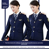 Ensemble d'uniformes ferroviaires unisexe, tenues d'uniformes scolaires, vêtements d'agent de train à grande vitesse, vêtements de conducteur de train, veste de travail