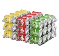 Organisateur de canettes pour garde-manger, 3 ensembles de 3 niveaux, organisateurs et rangements pour garde-manger, organisateur de garde-manger pour réfrigérateur, support pour 36 canettes standard et hautes