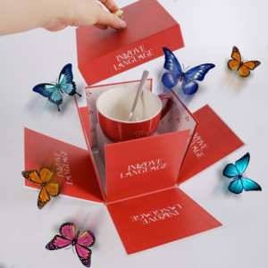 Caja de Pastel de 4 Pulgadas, Caja Sorpresa Explosiva Vacía, Caja de Regalo de Navidad o Aniversario con Mariposa Voladora - Product Image 6