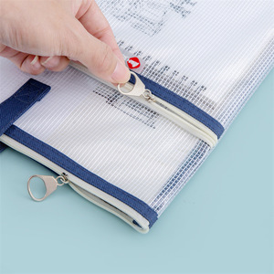 <span class=keywords><strong>Sac</strong></span> de rangement 16*16 en PVC double couche, grande capacité, transparent, pour projets artistiques, broderie, documents, avec fermeture éclair et poignée - Product Image 6