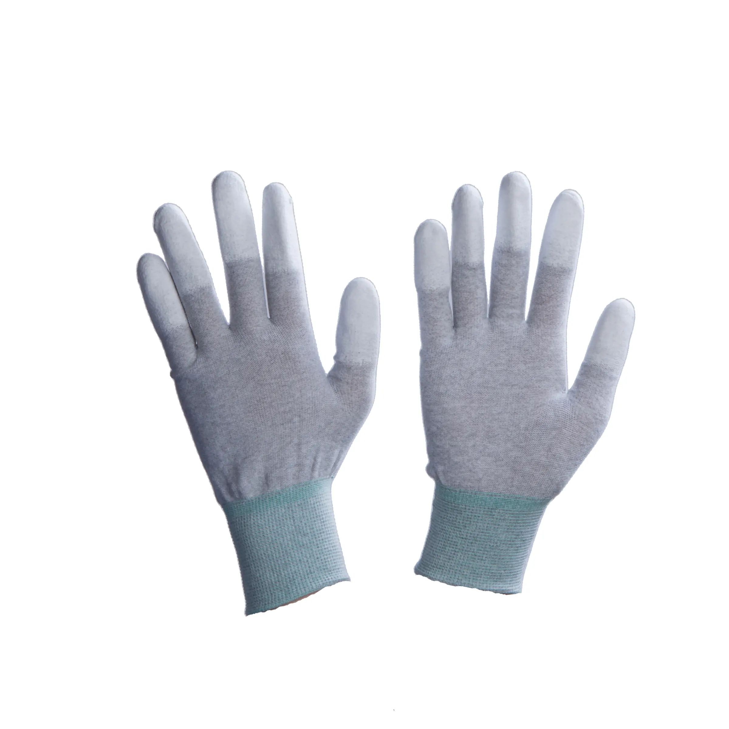 Sarung tangan ESD ujung jari berlapis PU, sarung tangan Anti statis serat karbon lapis atas elastis nyaman, sarung tangan ruangan bersih