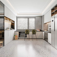 Meubles de cuisine modulaires modernes Lesso Home en MDF et verre, écologiques, ignifuges, avec évier, robinet, charnières, glissières de tiroir et crédence