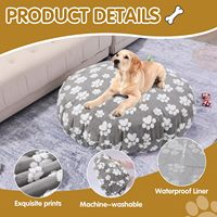 Housse de lit pour chien lavable, remplacement de la housse de lit ronde imperméable pour chien, design réversible double face, housse uniquement, gris, 45 * 45 * 11 pouces