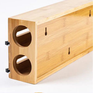 Hộp đựng dao cắt màng bọc thực phẩm tre, dao cắt giấy gói, hộp đựng giấy bạc và giấy gói, dụng cụ sắp xếp và bảo quản giấy gói - Product Image 5