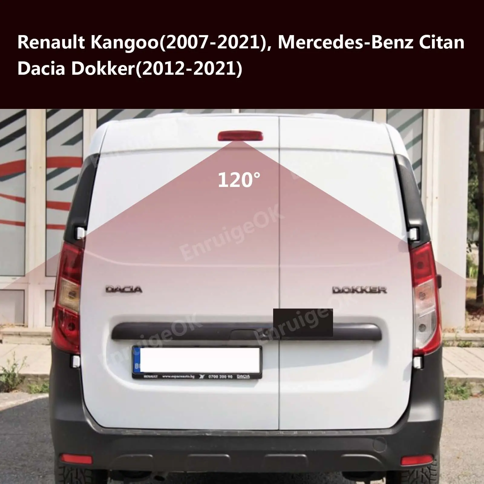 HDรถยนต์ย้อนกลับที่จอดรถกล้องไฟเบรคด้านหลังดูกล้องสําหรับDacia Dokker Renault Kangoo Mercedes-Benz Citan