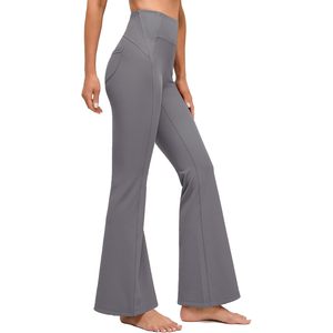FOXA <b>Flare</b> Yoga Pants High Waisted With Pockets Ribbed Tummy Control Workout <b>Leggings</b> For Women - Product Image 1