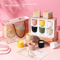 Coffret Cadeau de Bougies d'Aromathérapie de Niche – Style Q – Contenant Artistique en Ciment/Céramique – Cire de Soja – Diffusion de Parfum Premium