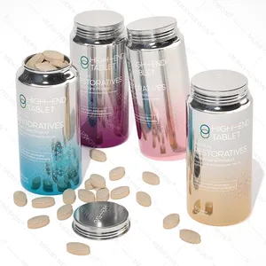 customized printed logo metal aluminum packaging tin can for medicine pills round cylinder packing for tablets