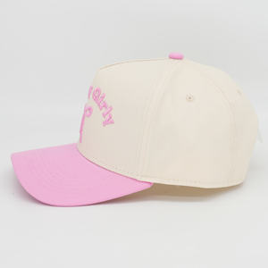 หมวกเบสบอลสำหรับผู้หญิงหมวกเบสบอลสีชมพูแดงปักโลโก้กลับหัวได้ตามต้องการแบบ3D - Product Image 3