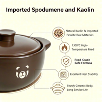Marmite en céramique 4,8 L avec couvercle en céramique, résistante à la cuisson à sec, compatible lave-vaisselle, non compatible induction, grande capacité, ensemble d'ustensiles de cuisson