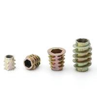Insert fileté en alliage de zinc et acier au carbone M4 M5 M6 M8, connecteur de meubles, insert en bois pour meubles, écrou en bois, vis en bois