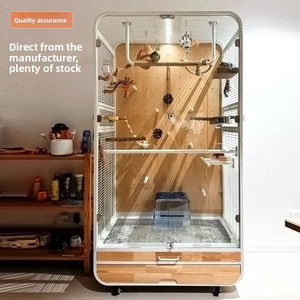 Lüks Modern kuş kafesi şeffaf ve dayanıklı ahşap tasarım kapalı kuşlar için katı desen düğme kapatma ile - Product Image 3