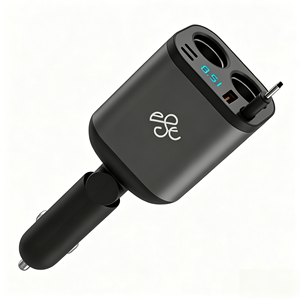 Caricabatterie da Auto con Display LCD e Doppia <span class=keywords><strong>Presa</strong></span> USB-A+2*USB-C con Cavo Type-C Integrato <span class=keywords><strong>per</strong></span> Ricarica Rapida, Compatibile con <span class=keywords><strong>iPhone</strong></span> Samsung Huawei - Product Image 4