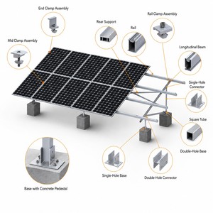 Estructura de Montaje para Paneles Solares en Techo Plano con Base de Hormigón, Resistente a la Corrosión - Product Image 2