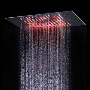 Keran Pancuran Hujan LED Tiga Warna RGB dengan Lampu Gelap, Finishing Krom, Pemasangan di Dinding, Tinggi 1.5m, Showerhead Genggam, Konstan - Product Image 2