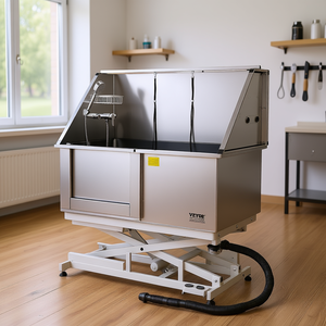 Vasca da bagno elettrica per toelettatura cani da 50 pollici in acciaio inossidabile con filtro dell'acqua per la pulizia degli animali domestici, uso interno - Product Image 2