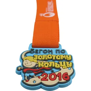 wholesale custom sport marathon award promotion rubber pvc medal design shape sublimated medals with ribbons