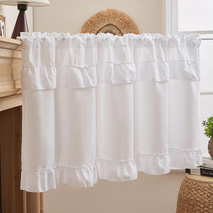 Rideau de cuisine court en voile blanc à volants DaiRui, style ferme, avec volants superposés, poche pour tringle, rideau de cuisinière - Product Image 1