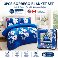 Juego de Manta Sherpa Borrego King Size de 3 Piezas, Cálida y Afelpada para Invierno, para el Mercado de EE. UU. y Canadá