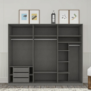 Design moderno pannello di legno armadio durevole spazio di archiviazione senza porta cina fatta <span class=keywords><strong>mobili</strong></span> camera da letto per la casa o alberghi - Product Image 5