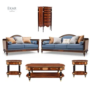 奢华英国古典客厅家具套装实心红木木框复古磨砂皮革仿古2 3座沙发11