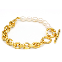 Bracelets et joncs en perles d'eau douce de marques célèbres en or 18 carats, accessoires de mode
