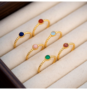 Glowluxe Multi Color Gemstone <strong>Ring</strong> Gold Plated 925 Sterling Silver <strong>Stackable</strong> Fashion Jewelry for Women - Product Image 1