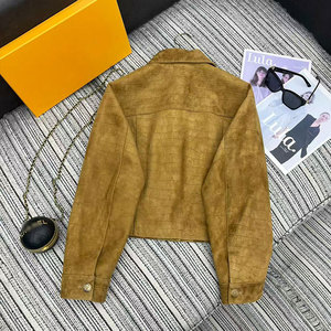 2025 Autumn Winter <strong>Women</strong> Premium <strong>Petite</strong> Moto <strong>Jacket</strong> Embossed Suede Sheepskin Short Fashion <strong>Leather</strong> Outerwear - Product Image 4