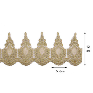 Adorno de encaje decorativo <span class=keywords><strong>dorado</strong></span> y <span class=keywords><strong>blanco</strong></span> bordado de 12cm de ancho para el hogar textil <span class=keywords><strong>mantel</strong></span> vestido ropa-encaje francés - Product Image 4