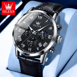 OLEVS 5529 oem özel logo reloj moda spor saat erkekler için deri kayış izle adam bilek oem quartz saat - Product Image 2