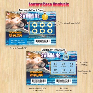 Billets de loterie à gratter personnalisés avec impression numérique pour la loterie de natation, modèle de conception pour la vente de produits de jeu - Product Image 5